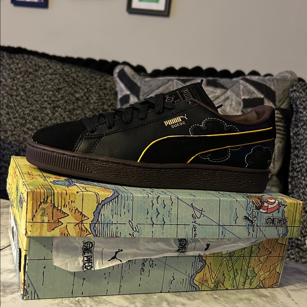 Puma Black and Yellow Cloud Sneakers